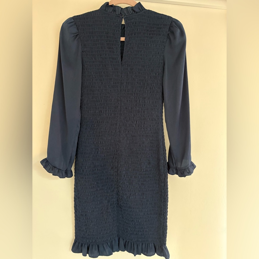 ALI & JAY Navy Long-Sleeve Smocked Ruffle Dress - Picture 3 of 6